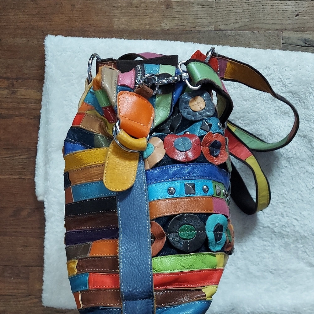 Multicolor Patchwork Shoulder Bag - image 7